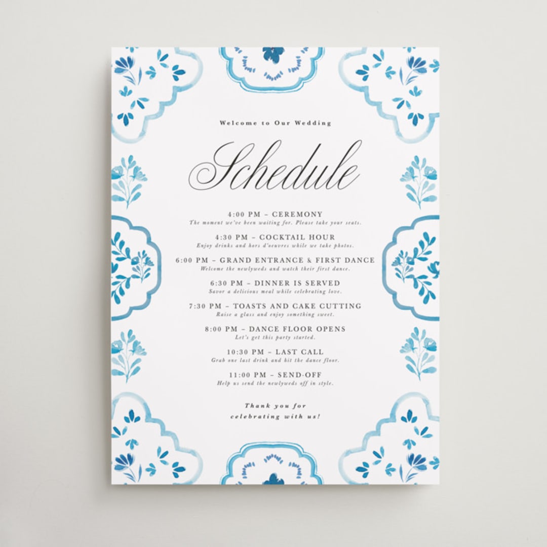 "Almafi" - Schedule Signs in Cerulean by Itsy Belle Studio - Front