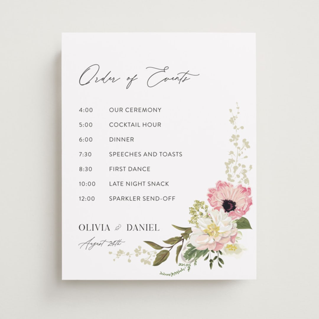 "Timeless Blooms" - Schedule Signs in Peony by Susan Moyal - Front