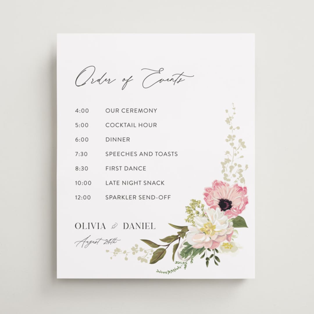 "Timeless Blooms" - Schedule Signs in Peony by Susan Moyal - Front