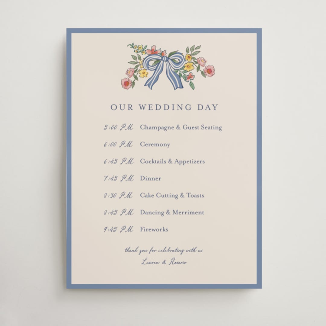 "A wedding in Low Country" - Schedule Signs in Cornflower by Chris Griffith - Front