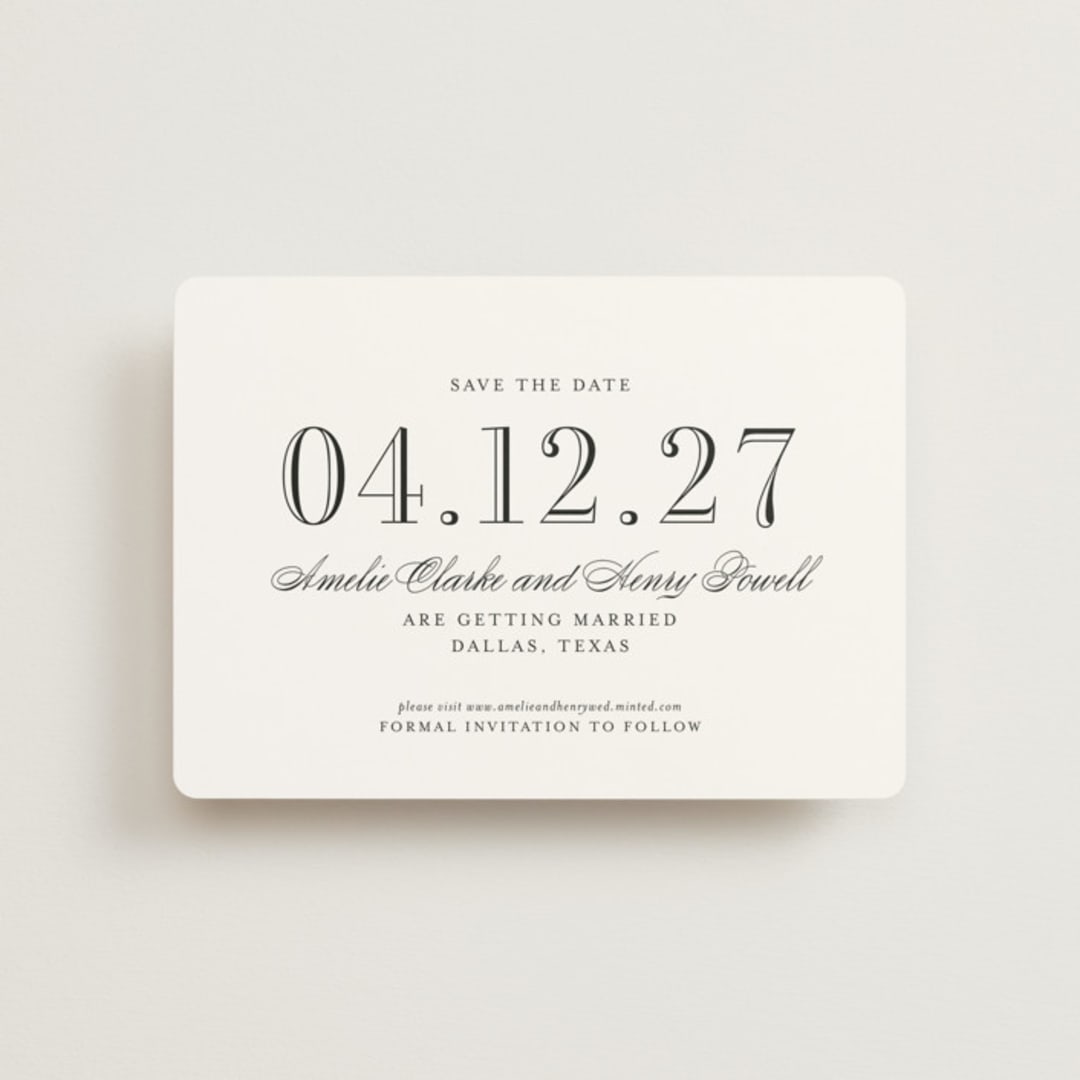 "Hepburn" - Save the Dates in Tuxedo by Megan Davis - Front