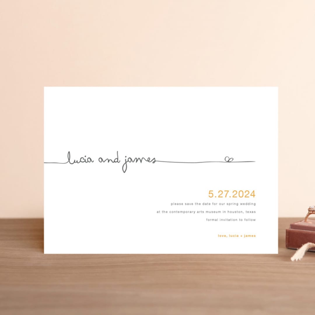 "The Happy Couple" - Save the Dates in Tangerine by R studio - Front