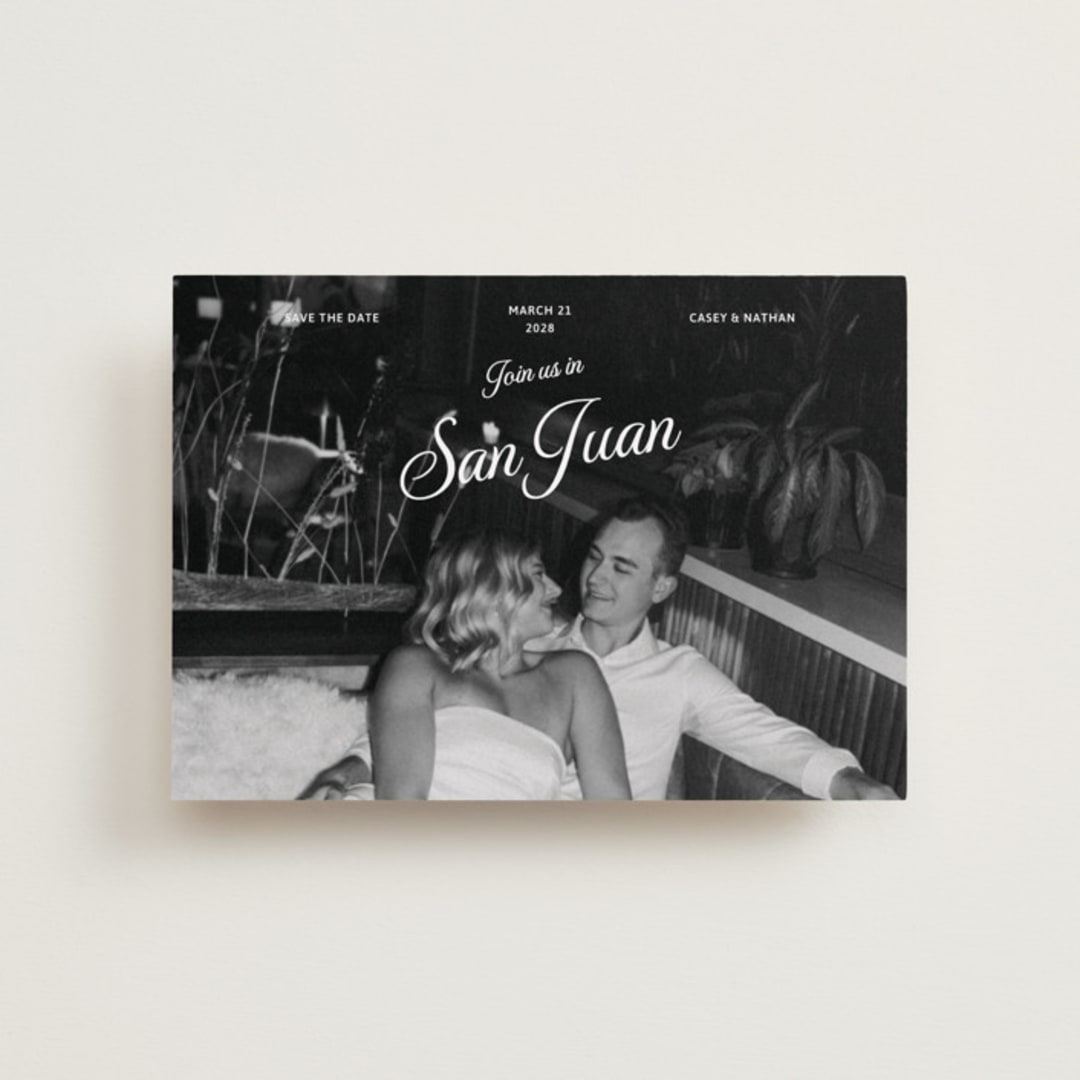 "Vintage Trip" - Save the Dates in Snow by Inkblot Design - Front