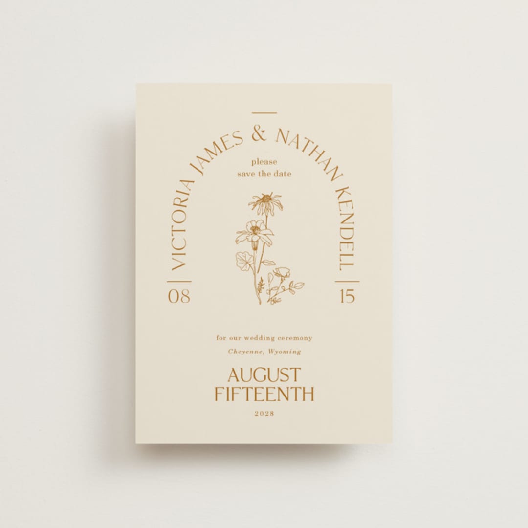 "Floral Type Arch" - Save the Dates in Cream by Baumbirdy - Front