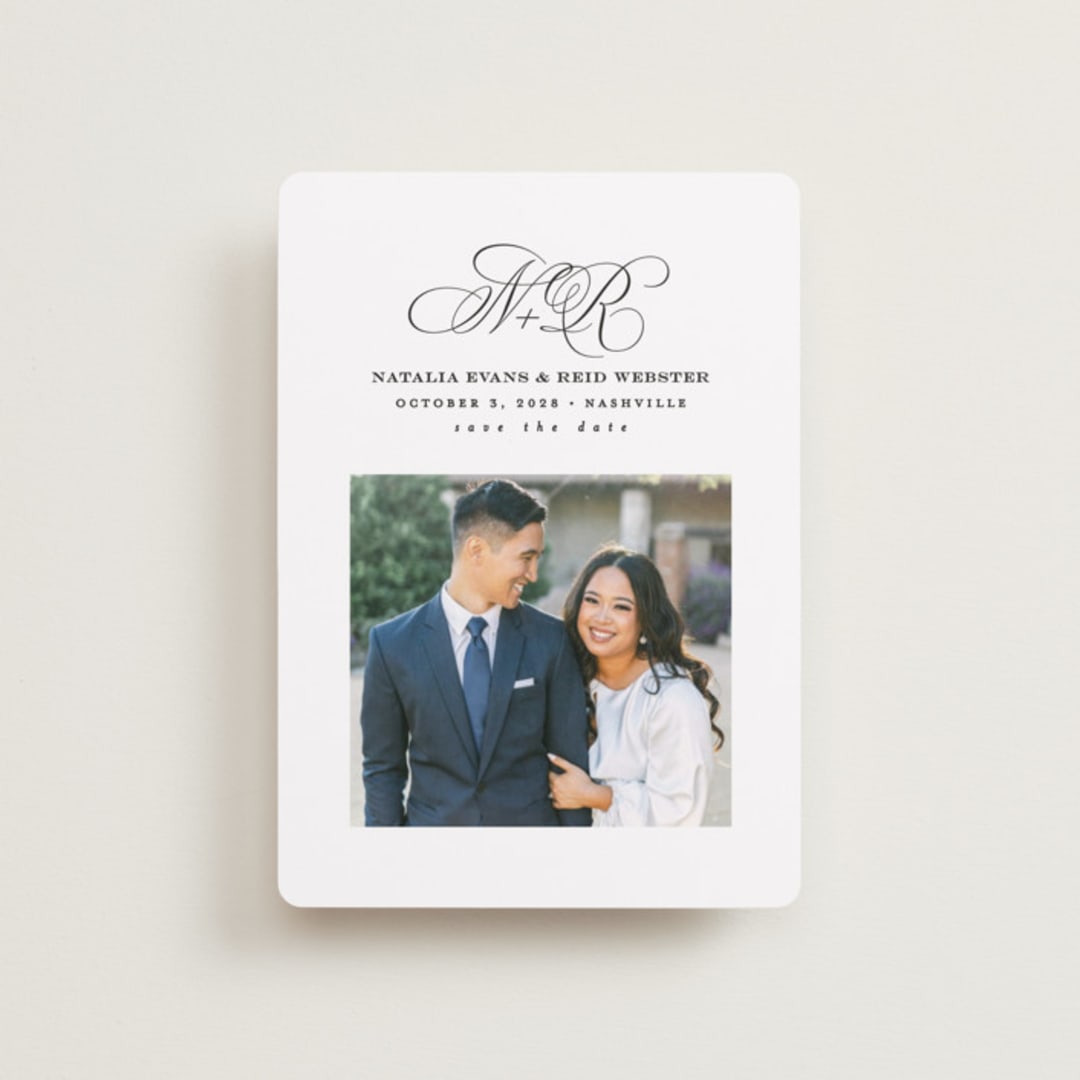 "Elegant Initials" - Save the Dates in Newspaper by Lea Delaveris - Front