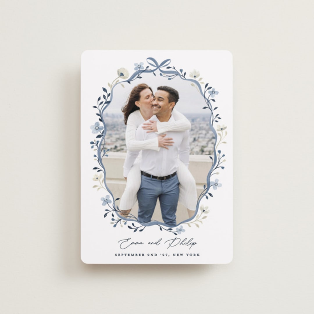 "Parisian ribbon" - Save the Dates in French Blue by Sarah Knight - Front