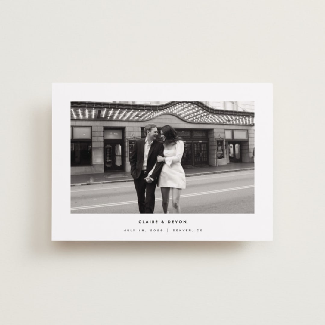 "Framed Minimalist" - Save the Dates in Silk by Kelly Schmidt - Front