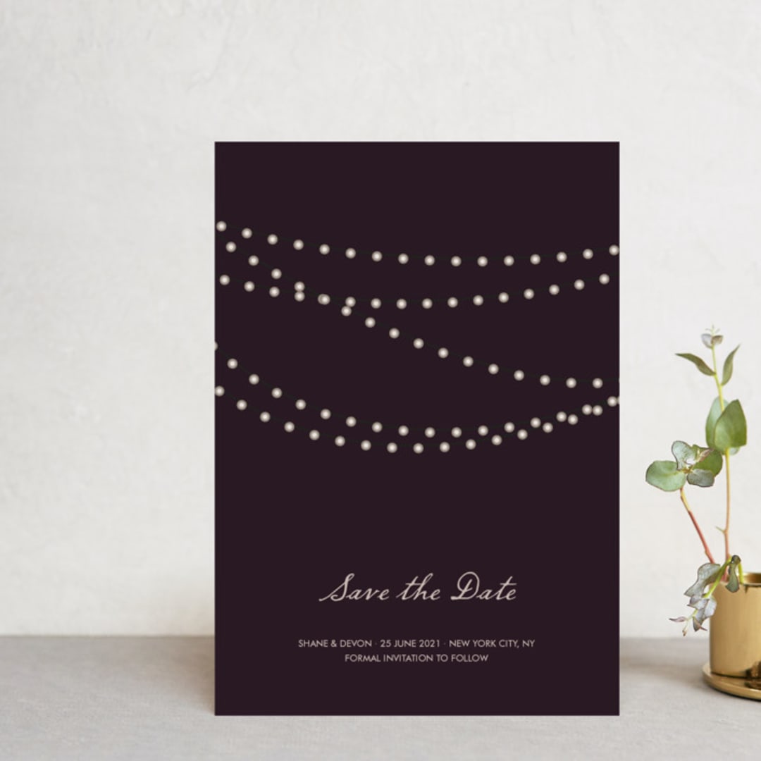 "Midnight Vineyard" - Save the Dates in Eggplant by Design Lotus - Front