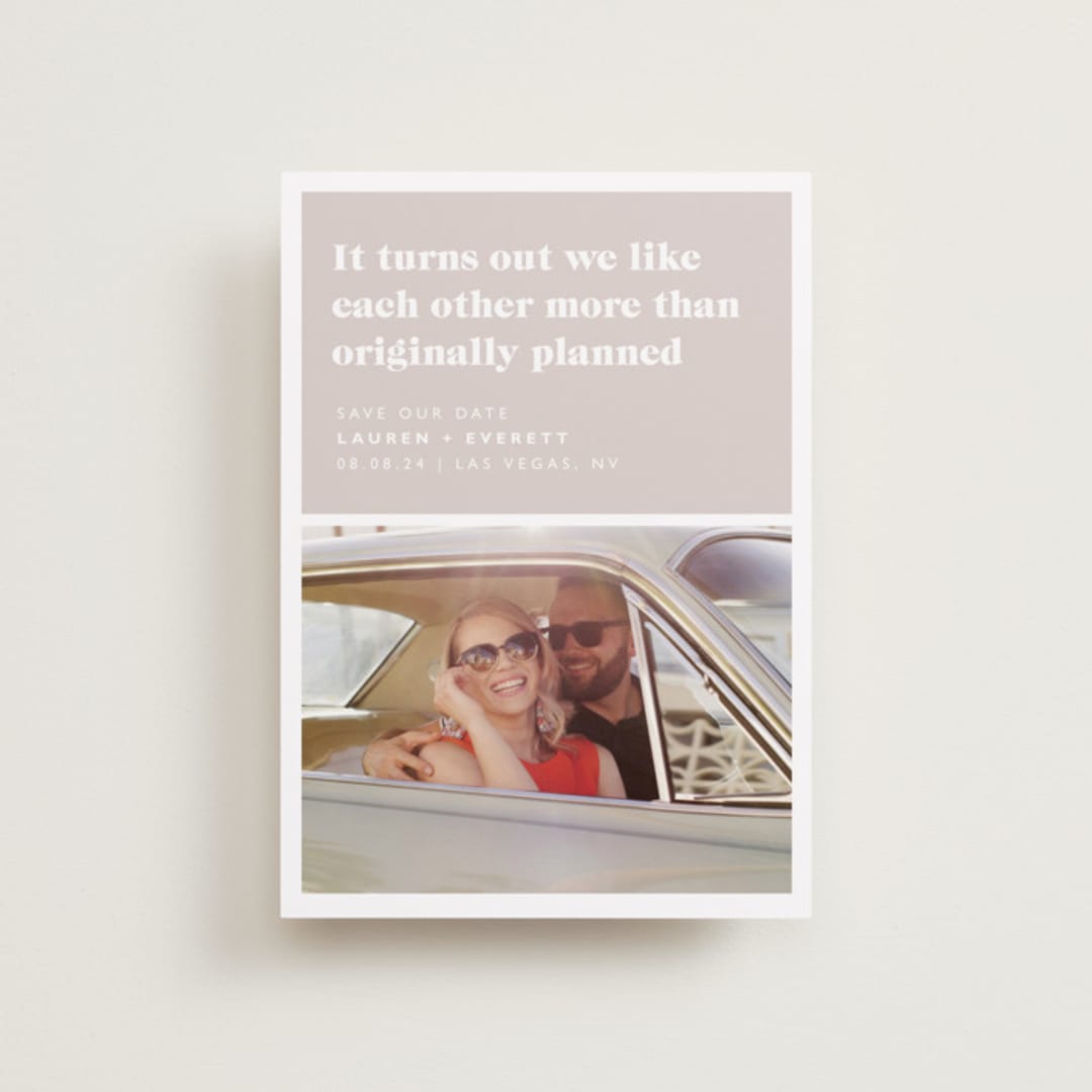 "Original Plan" - Save the Dates in Nude by Hudson meet Rose - Front