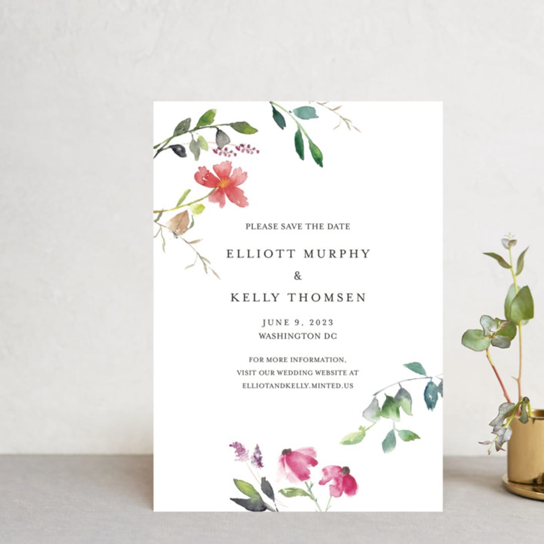 "Spring Wildflowers" - Save the Dates in Floral by Mere Paper - Front