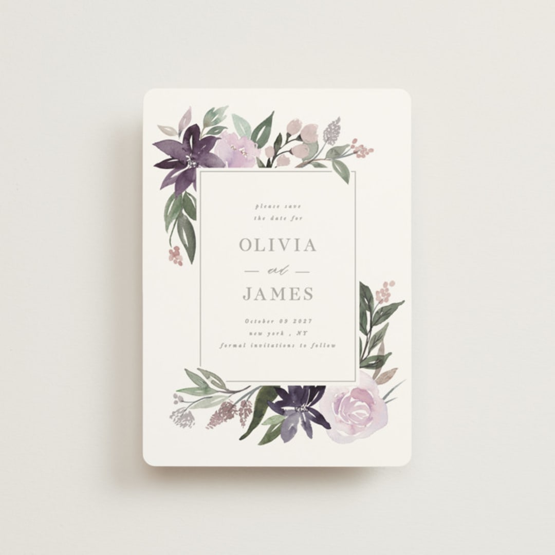 "Garden Stroll" - Save the Dates in Lilac by Creo Study - Front