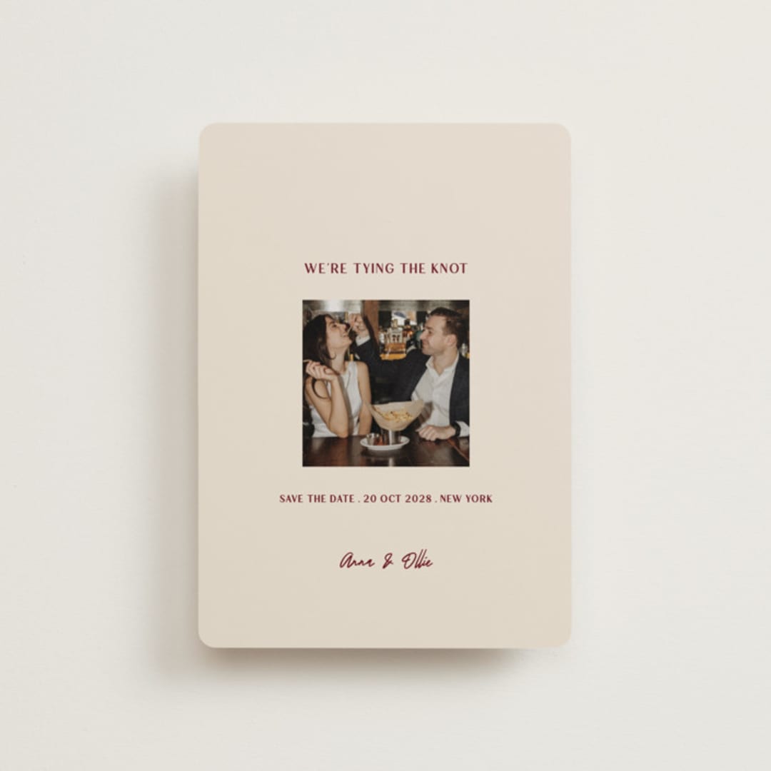 "Center Cut" - Save the Dates in Burgundy by Ani Somi - Front