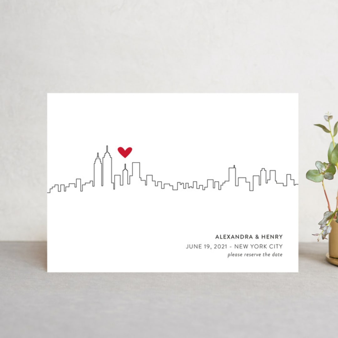 "Love in the City - New York City" - Save the Dates in Lipstick by Erin Deegan - Front