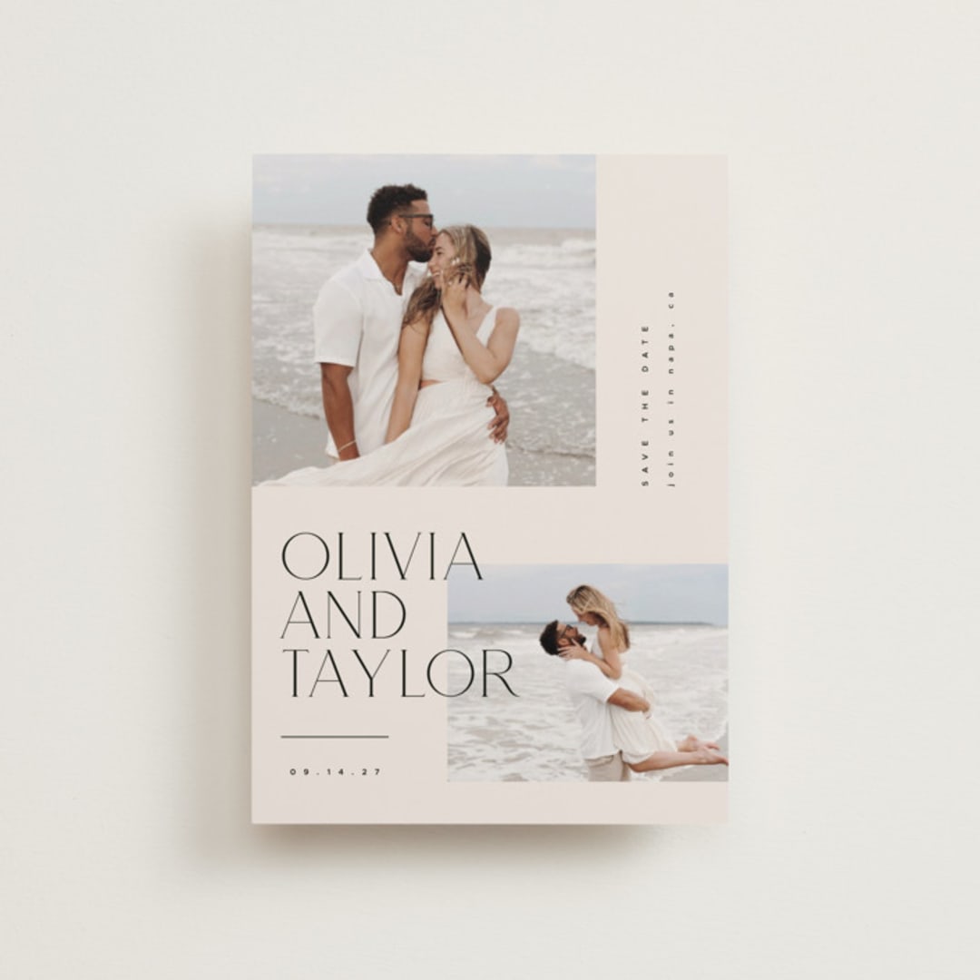 "Overlapping" - Save the Dates in Linen by Kelly Schmidt - Front