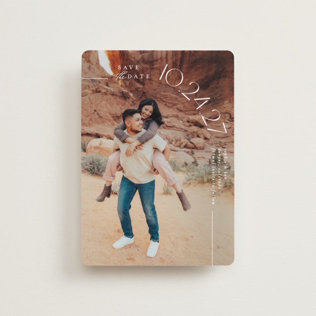 "Curved Date" - Save the Dates in Pearl by Brooke Chandler - Front