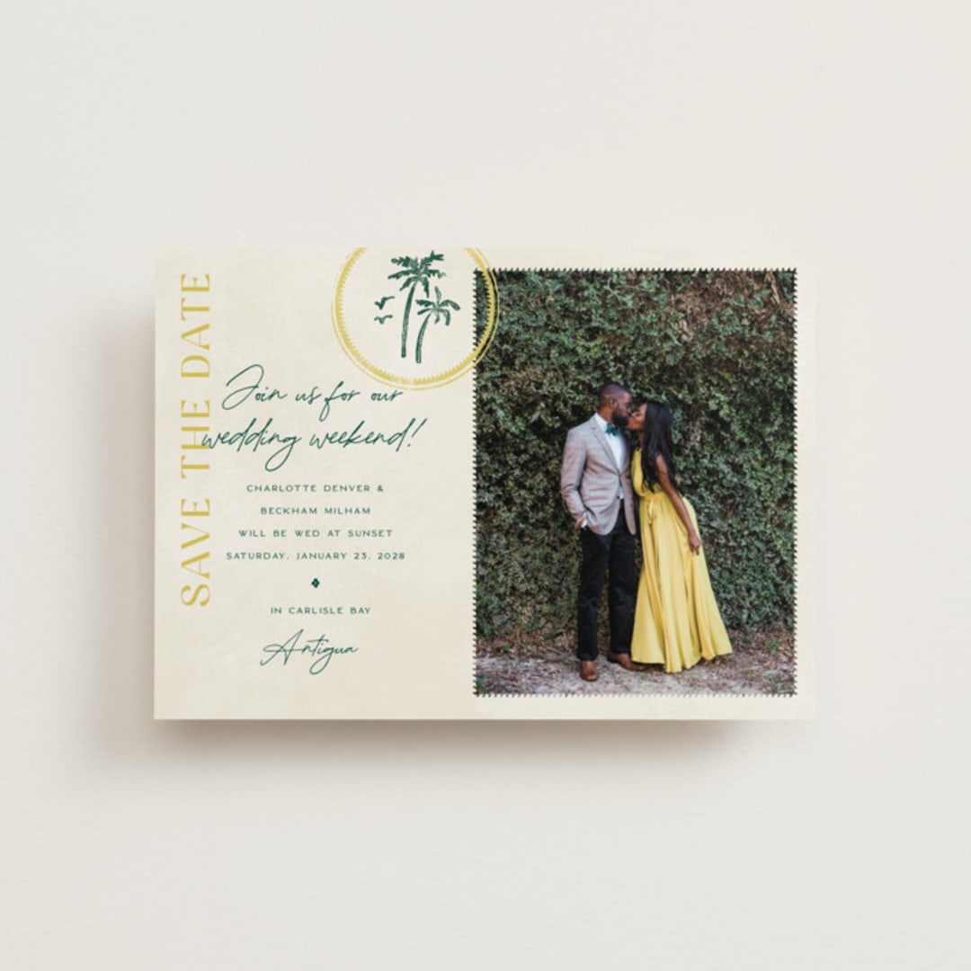 "Coastal Drift" - Save the Dates in Caribbean Citrus by Pixel and Hank - Front