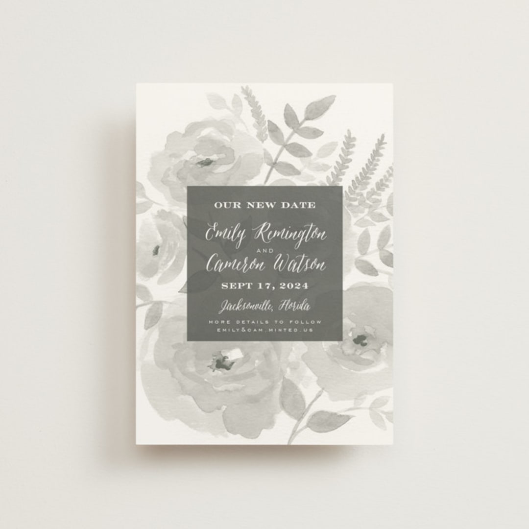 "Watercolor Floral" - Save the Dates in Fog by Jill Means - Front
