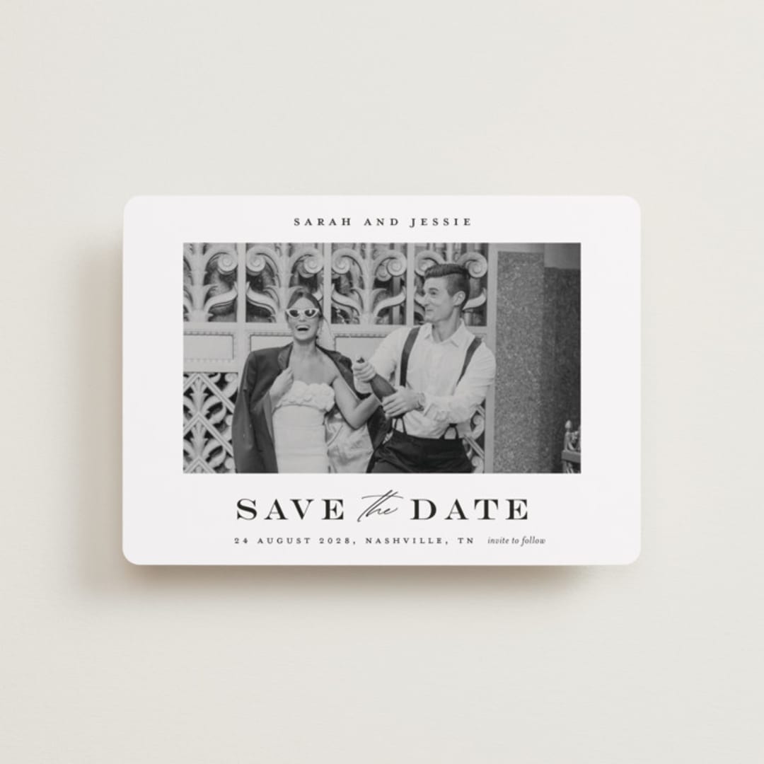 "Classic Charm" - Save the Dates in Midnight by Stacey Meacham - Front