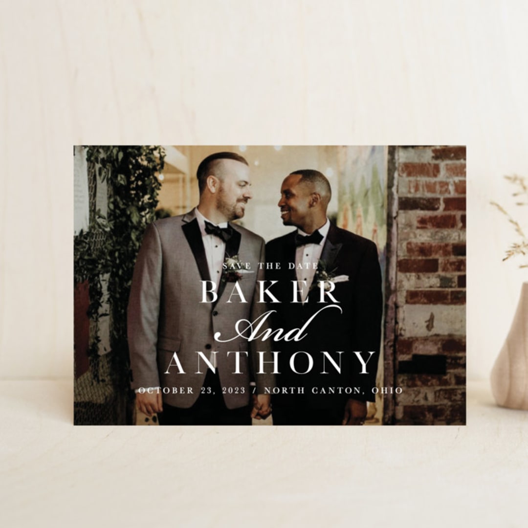 "Stacked Names" - Save the Dates in Snow by Megan Cash - Front