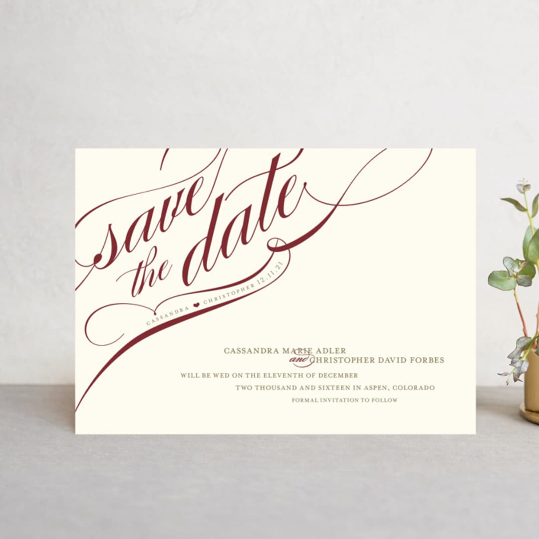 "Winter Flourish" - Save the Dates in Crimson by Annie Clark - Front