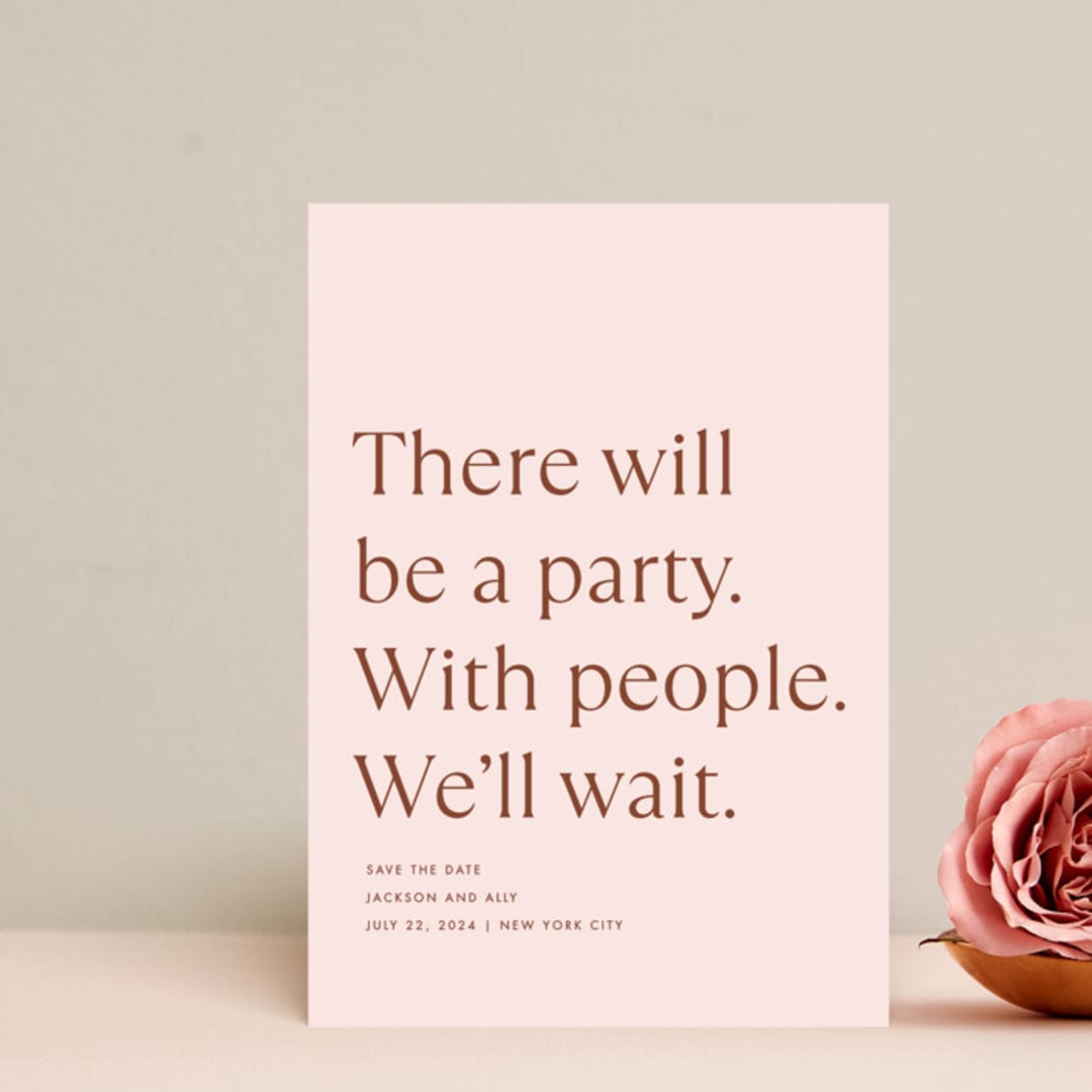 "There Will Be a Party" - Save the Dates in Terracotta by Amy Payne - Front