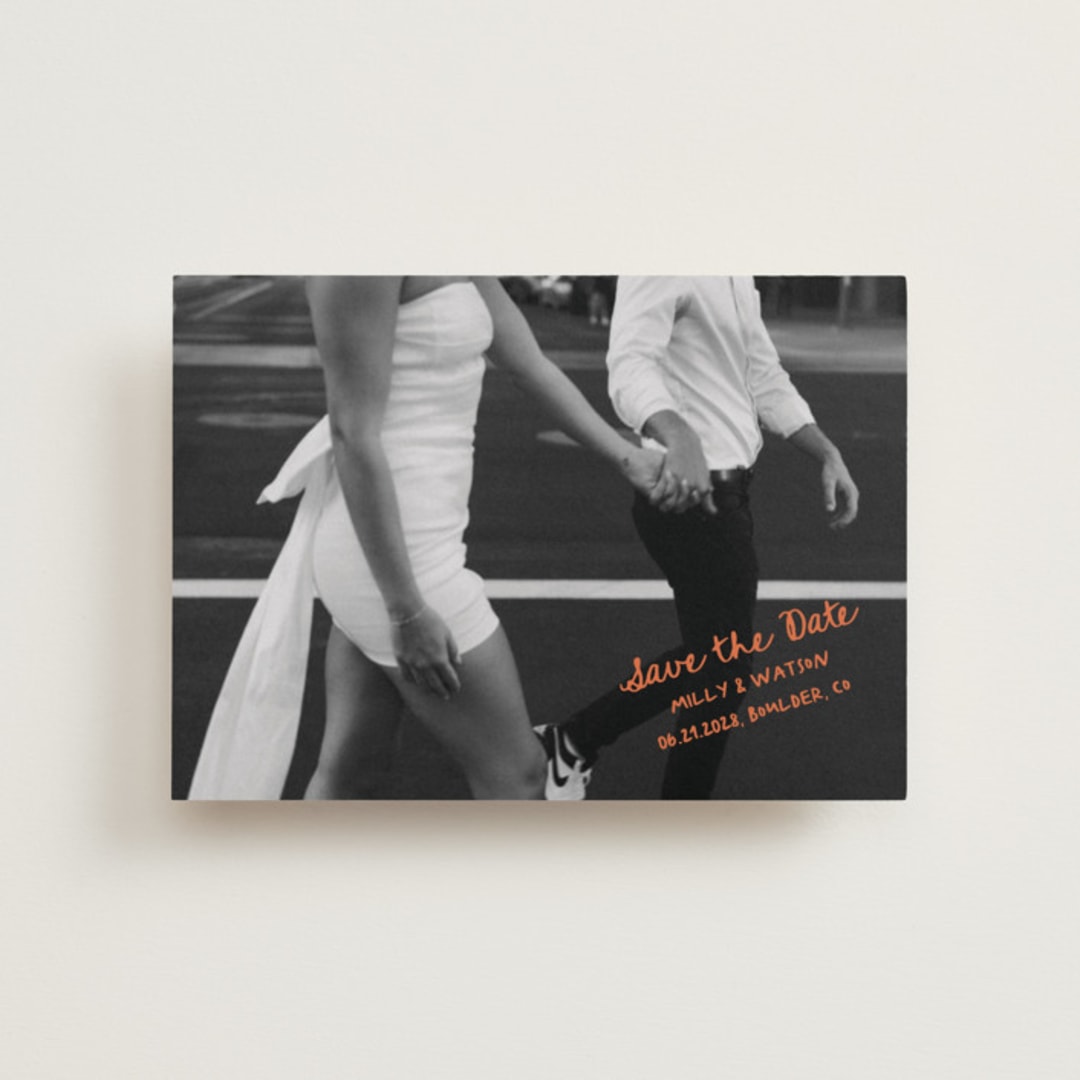 "Imprint" - Save the Dates in Tangerine by Jelena Vuletic - Front
