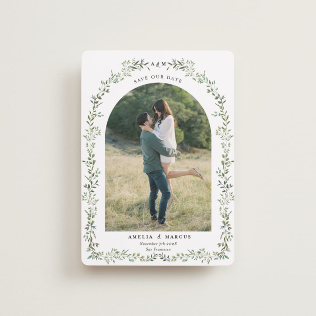 "Monogramed Arch" - Save the Dates in Mojito by Susan Moyal - Front