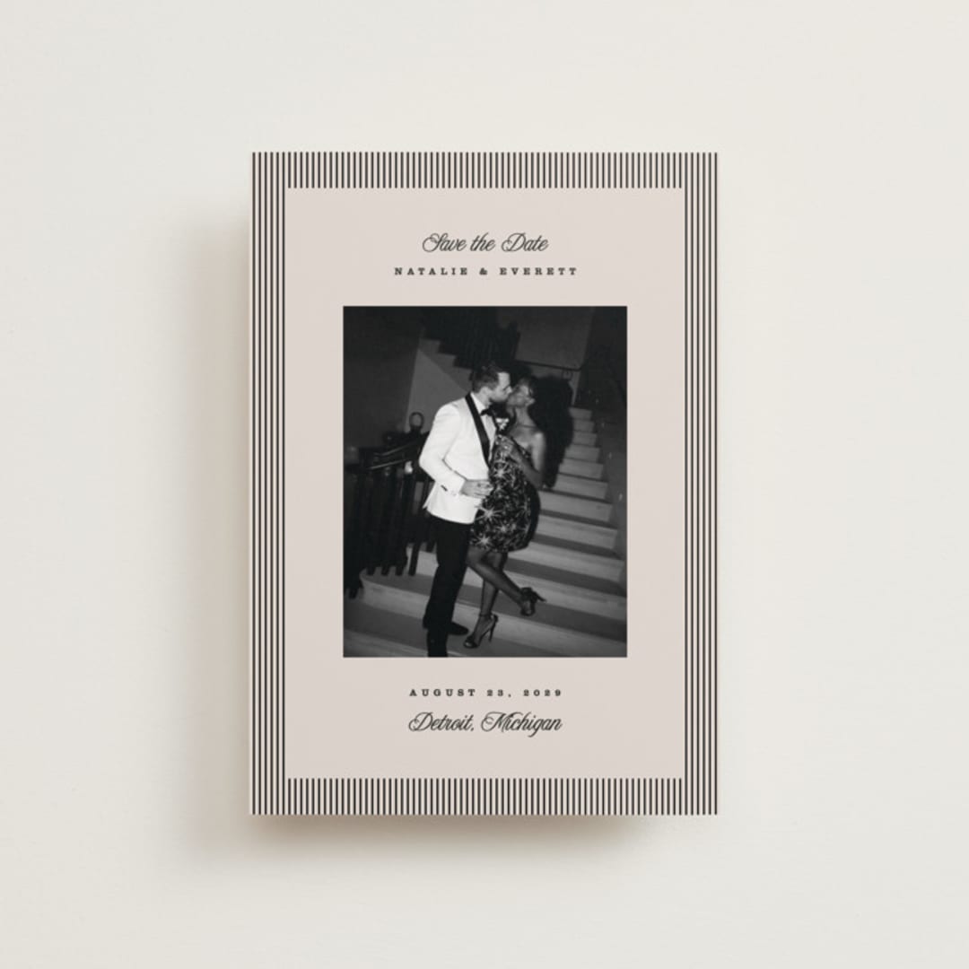 "Linea" - Save the Dates in Noir by Pixel and Hank - Front