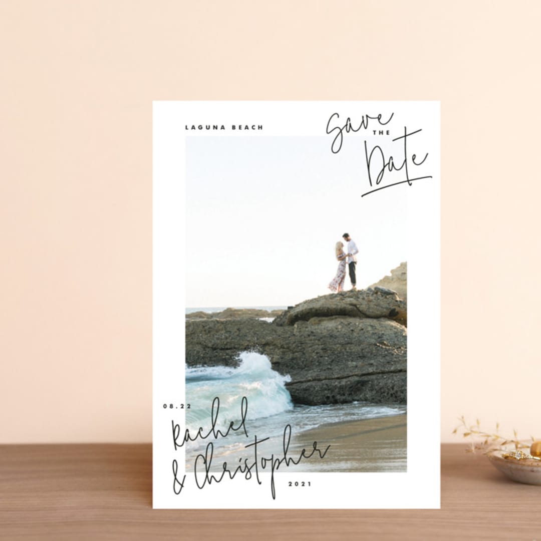 "hand-written" - Save the Dates in Ebony by Lindsay Stetson Thompson - Front