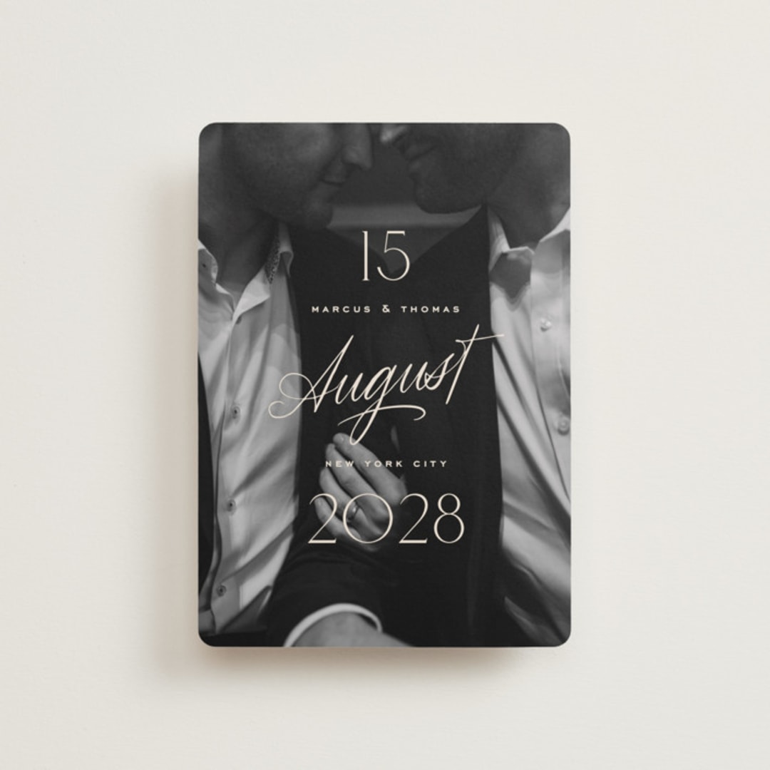 "The Date is Set" - Save the Dates in Ivory by Oscar and Emma - Karly Depew - Front