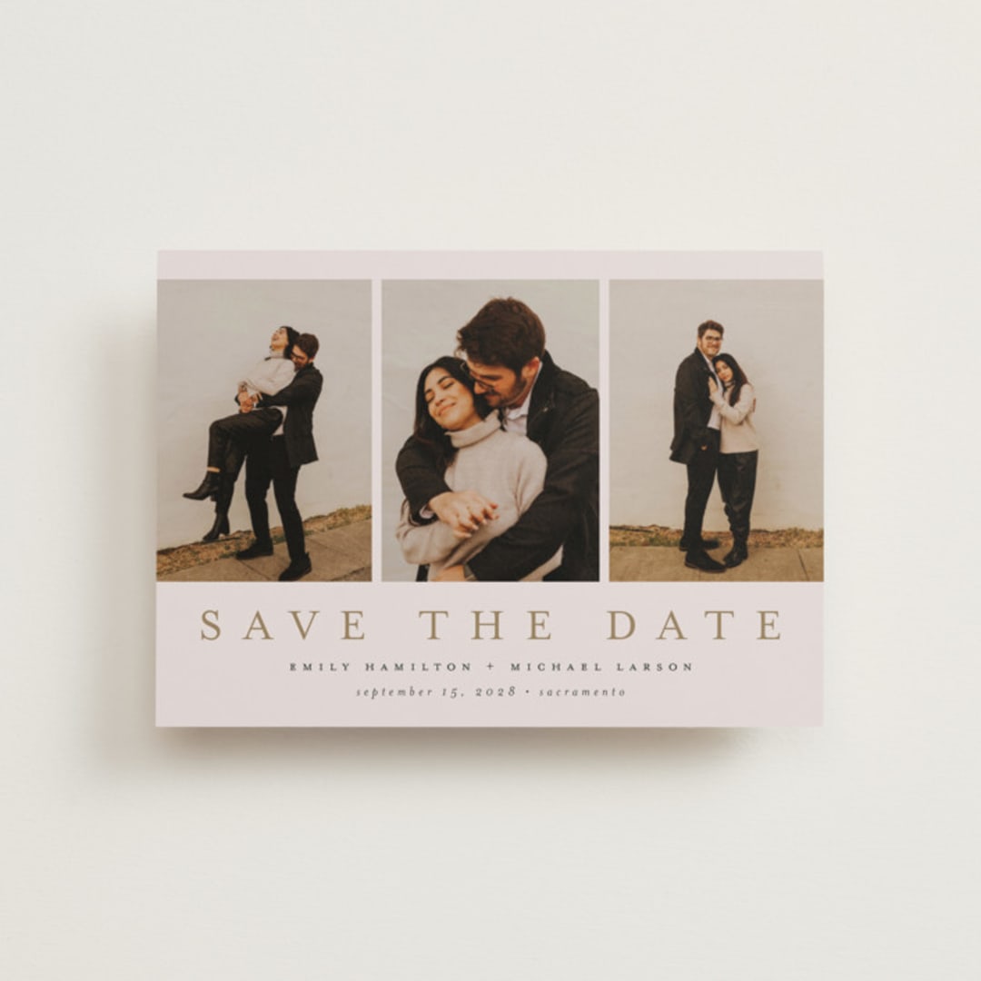 "Elegant Trio" - Save the Dates in Sand by Nicole Walsh - Front