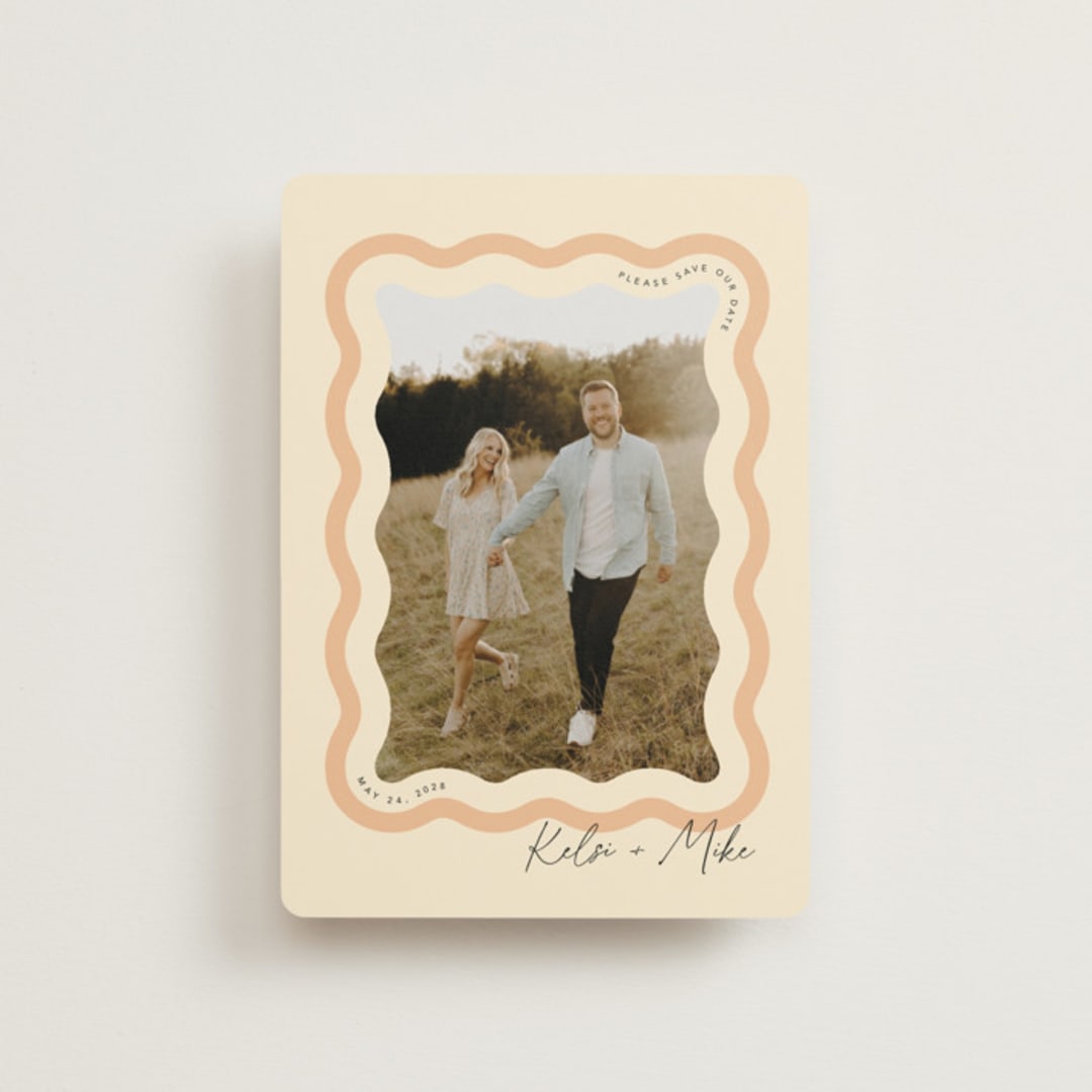 "Wavy" - Save the Dates in Seashell by Robert and Stella - Front