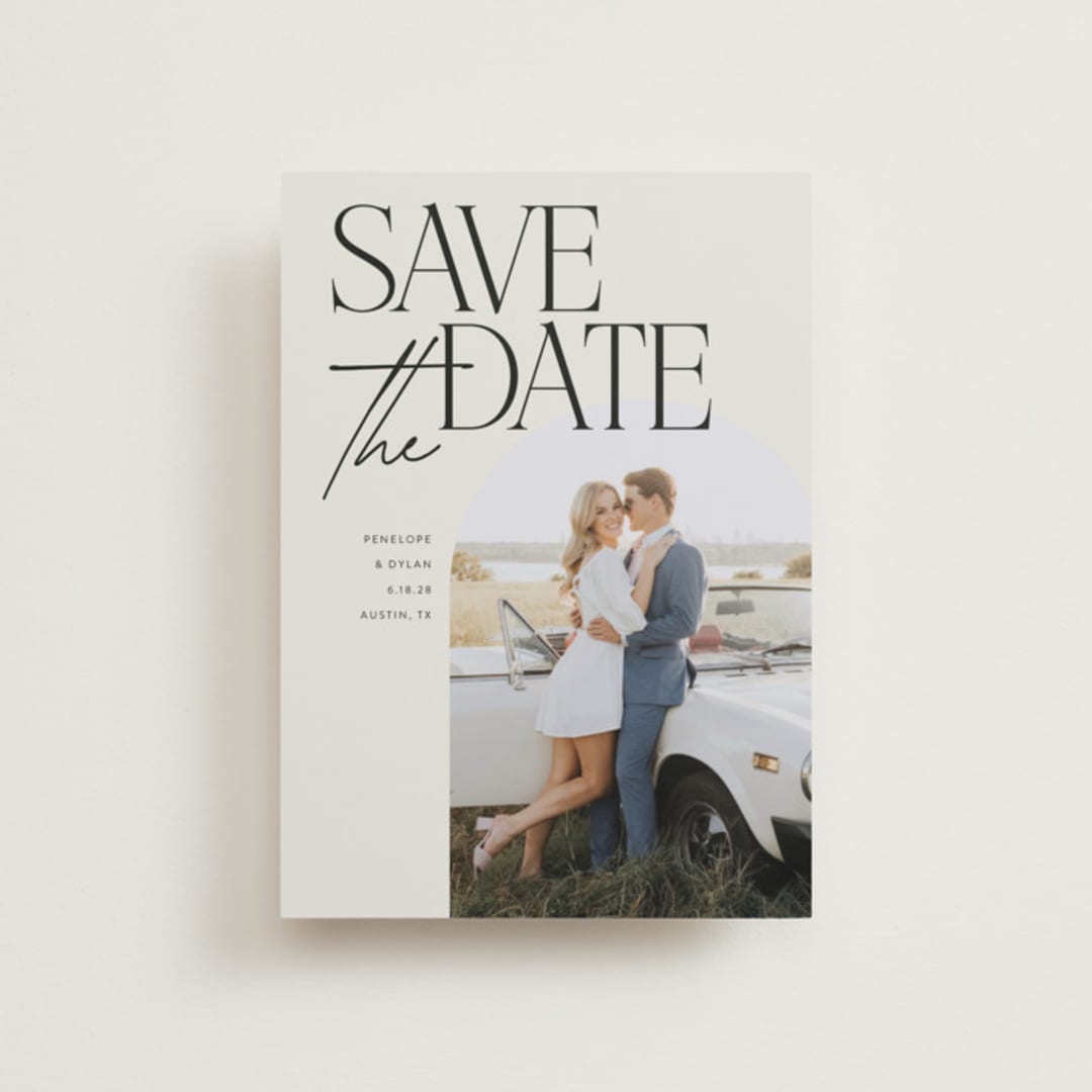 "Penelope" - Save the Dates in Ecru by Morgan Kendall - Front