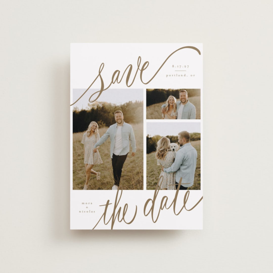 "Tri-photo Happy Holidays" - Save the Dates in Veil by Elsa Duncan - Front