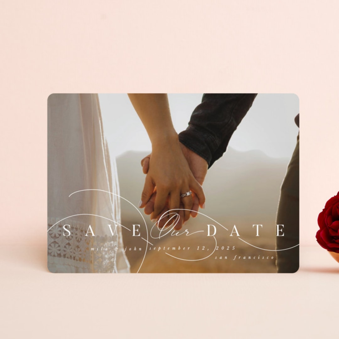 "Sweeping Flourish" - Save the Dates in Ash by Hannah Williams - Front