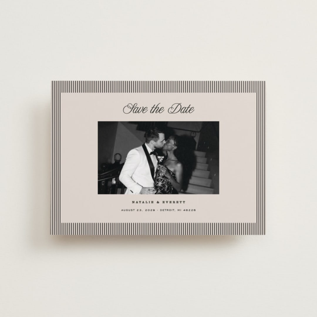 "Linea" - Save the Dates in Noir by Pixel and Hank - Front