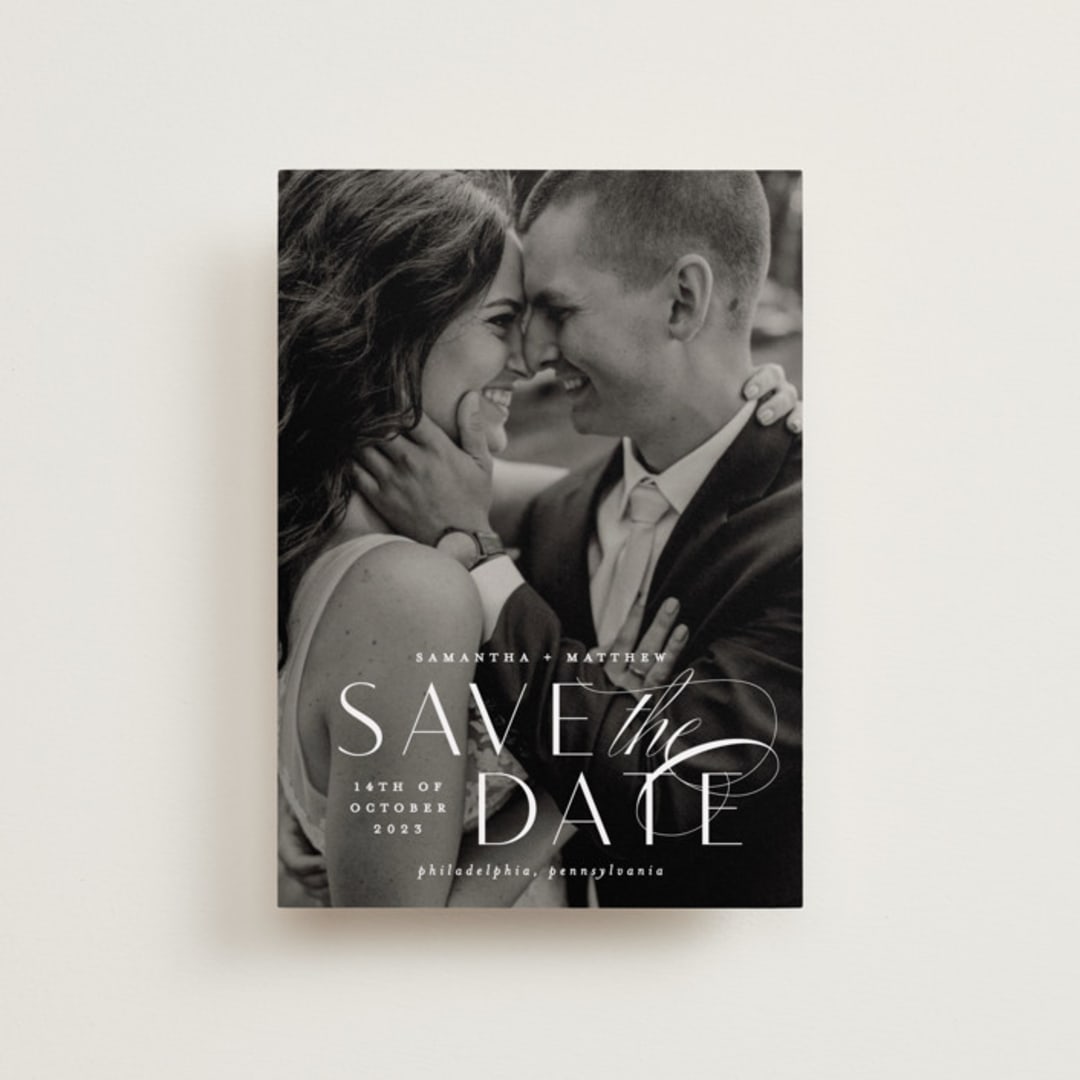 "Swoop" - Save the Dates in Pearl by Everett Paper Goods - Front