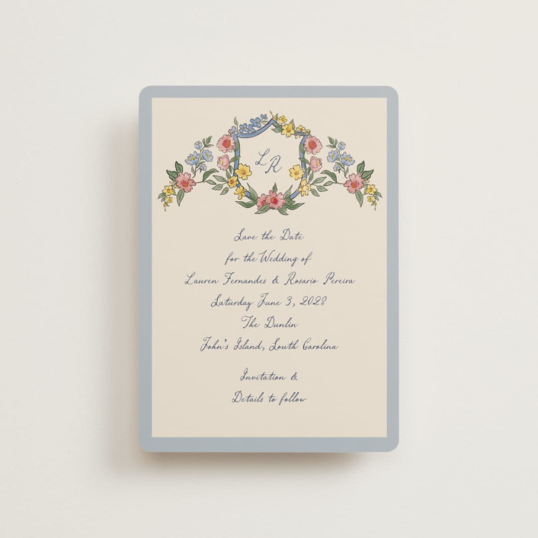 "A wedding in Low Country" - Save the Dates in Cornflower by Chris Griffith - Front