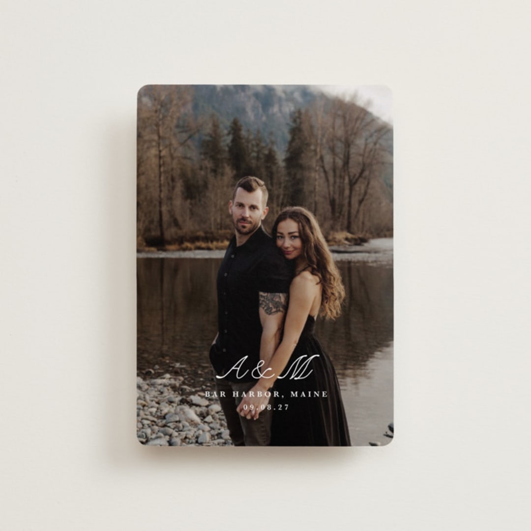 "Lettra" - Save the Dates in Pearl by Up Up Creative - Front