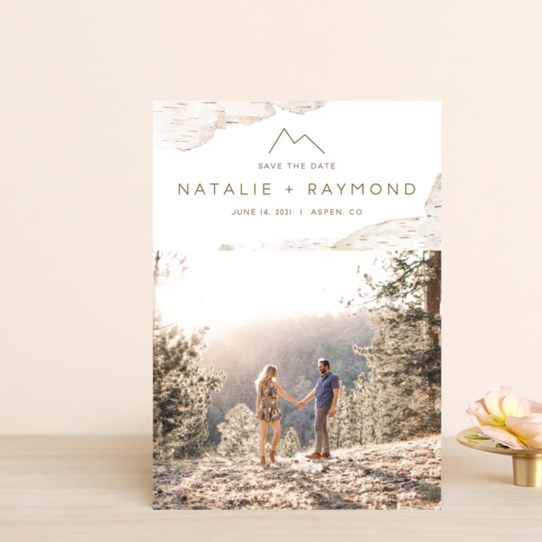 "Birchbark" - Save the Dates in Natural by Kelsey Mucci - Front