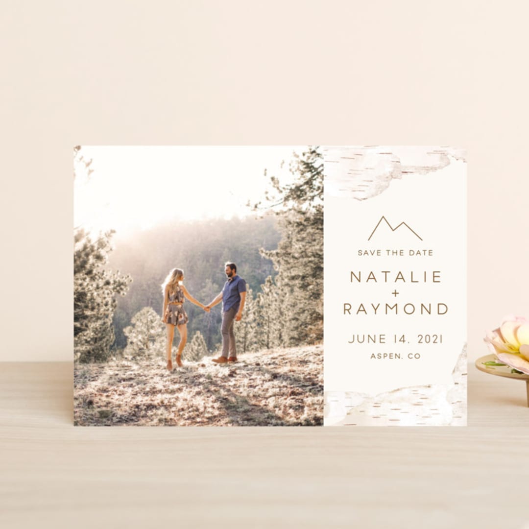 "Birchbark" - Save the Dates in Natural by Kelsey Mucci - Front