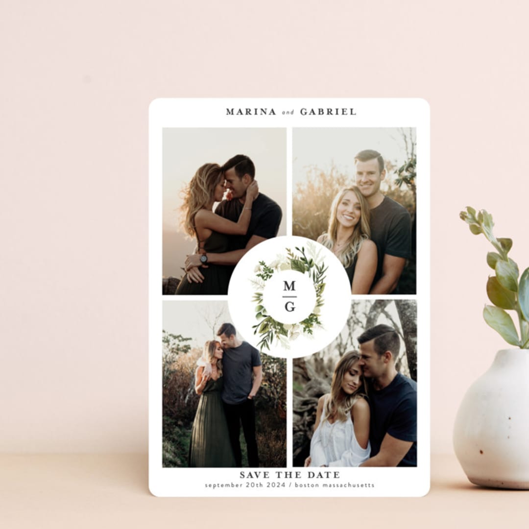 "Enchanted Greenery" - Save the Dates in Frost by Susan Moyal - Front
