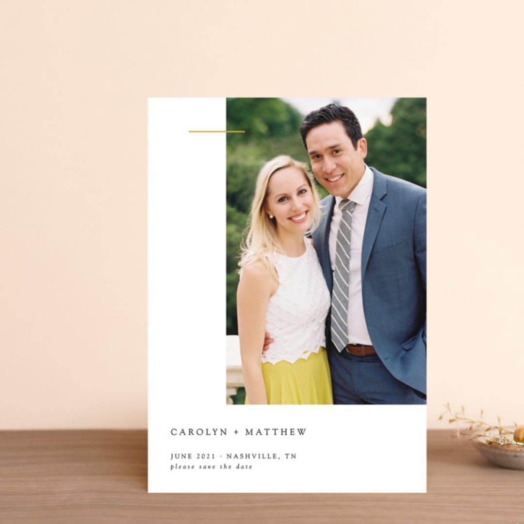 "Gilded Bar" - Save the Dates in Classic by Mere Paper - Front