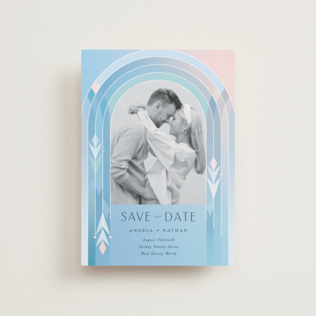 "Frozen" - Save the Dates in Aqua by Lori Wemple - Front