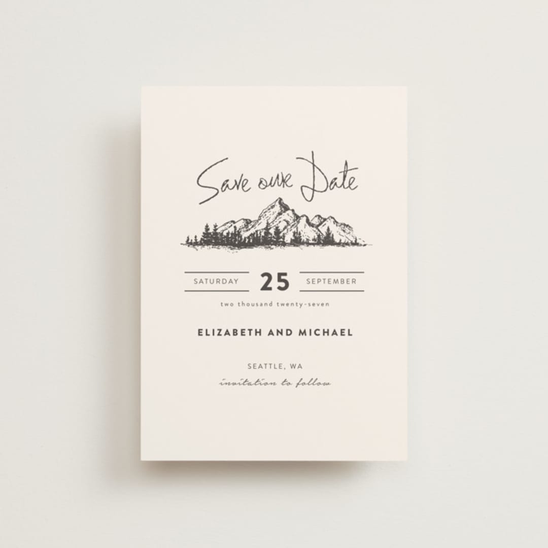 "Mountains" - Save the Dates in Ivory by Anastasia Makarova - Front
