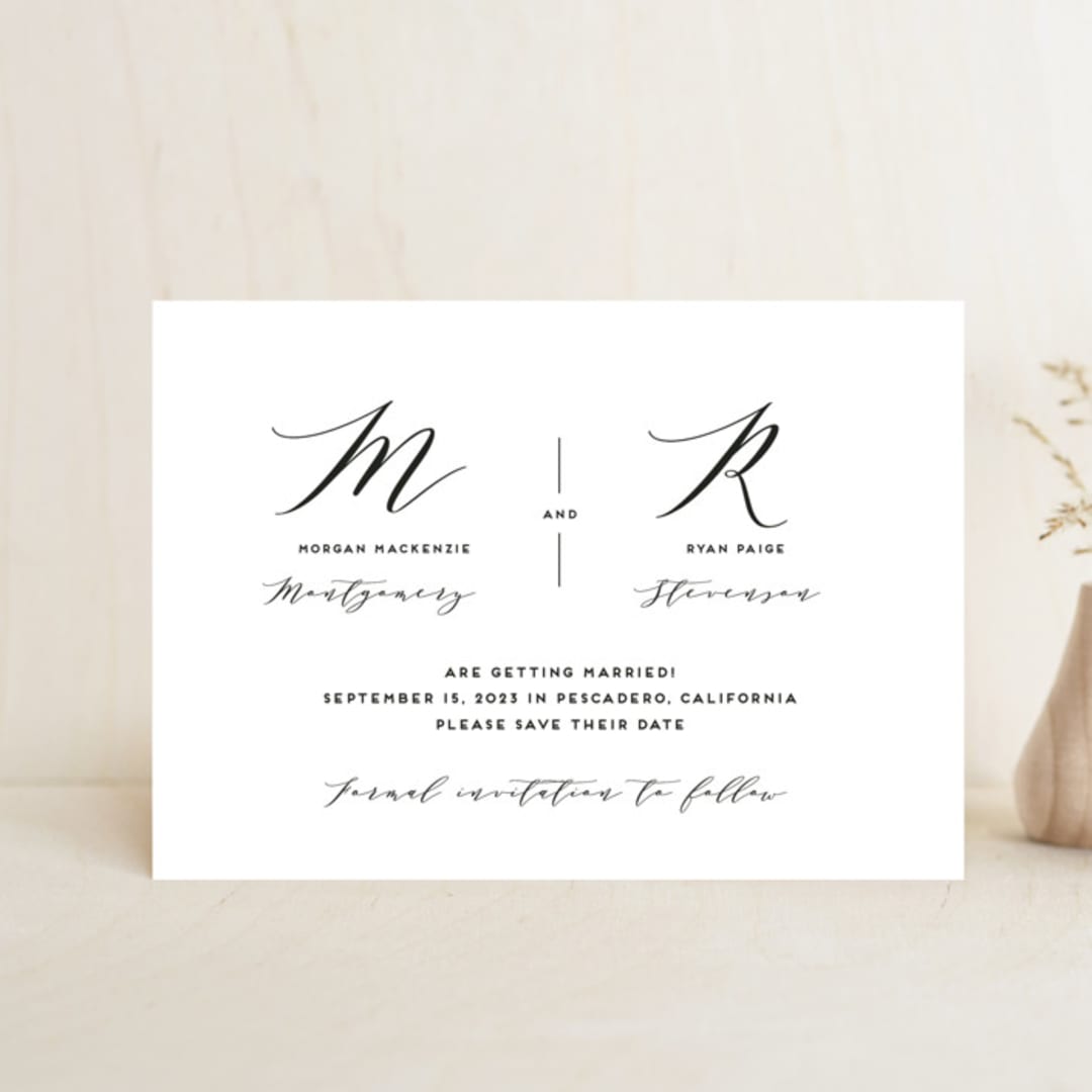 "Elegant Monogram" - Save the Dates in Berry by Simona Camp - Front