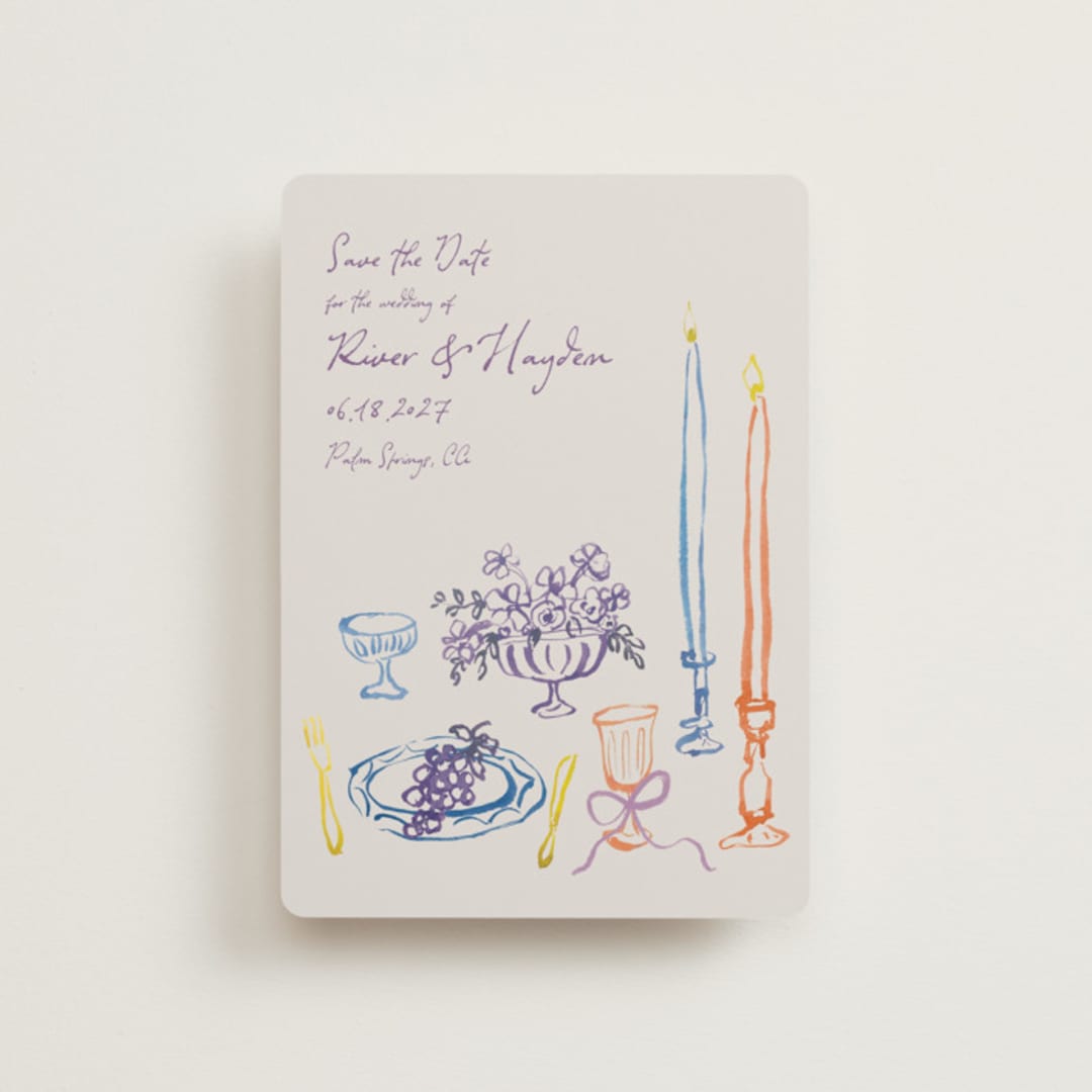 "tablescape drawing" - Save the Dates in Hydrangea by Cass Loh - Front