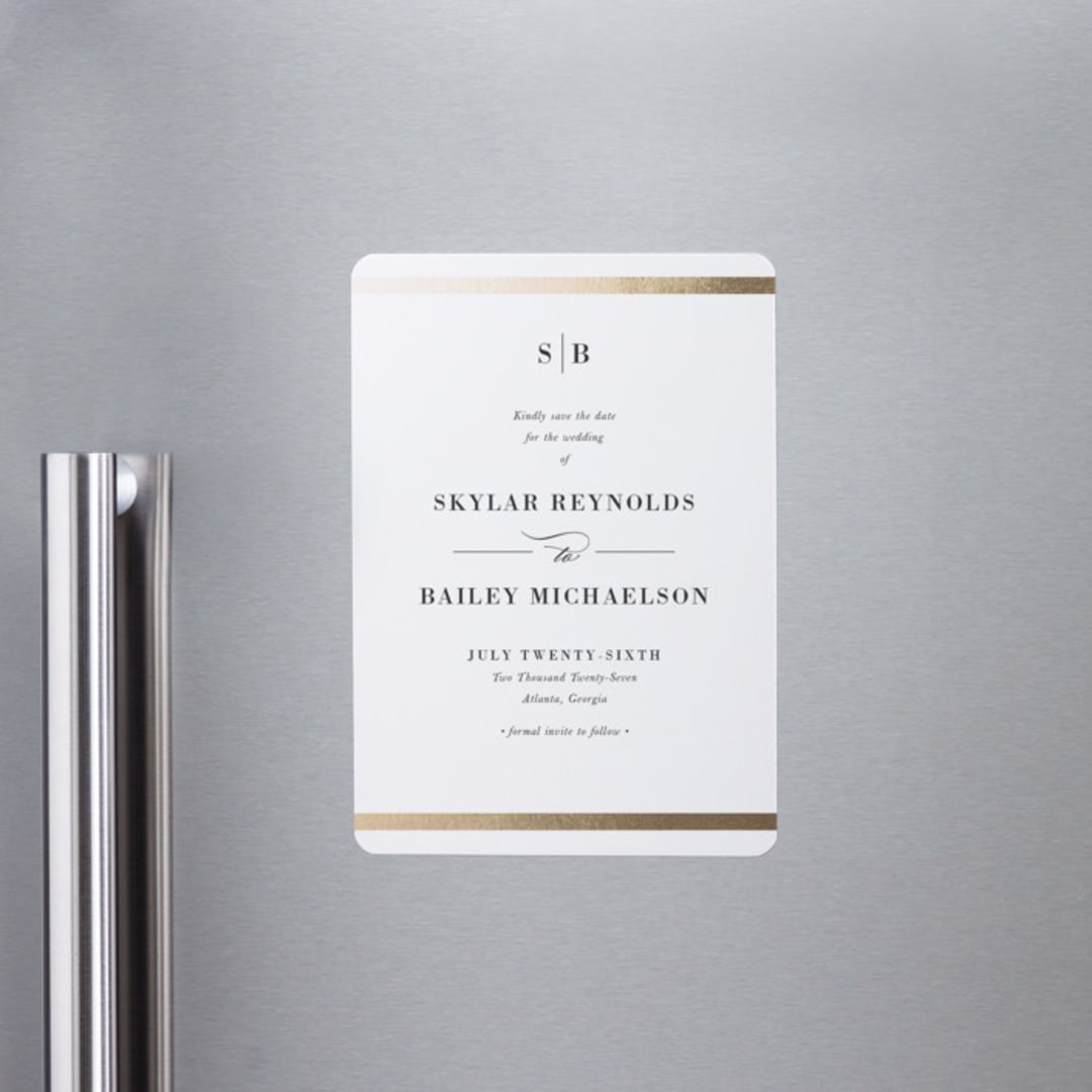 "Classic Monogram" - Save the Dates in Powder by Stacey Meacham - Front