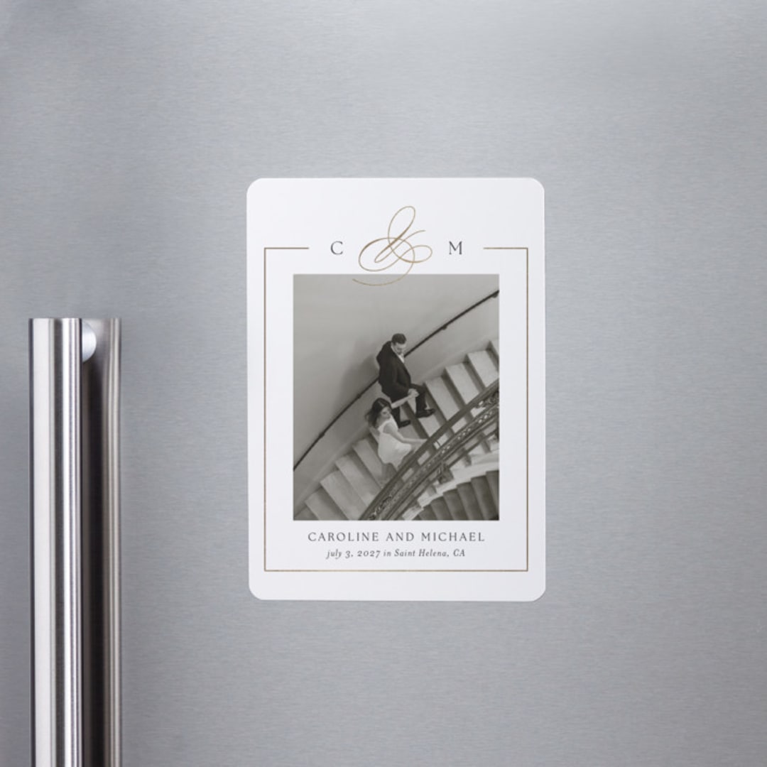 "Framed Monogram" - Save the Dates in Silk by Kelly Schmidt - Front