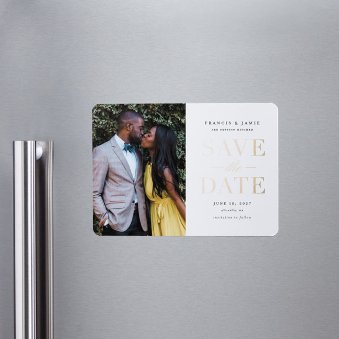 "Simply Striking" - Save the Dates in Gold Giltz by Stacey Meacham - Front